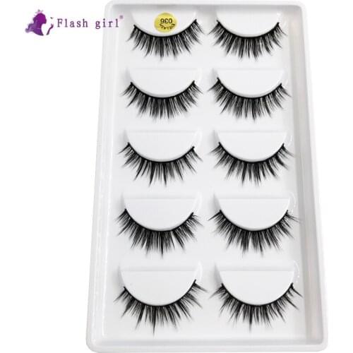 Flash Girl 3D Mink False Eyelashes Wispy Cross Eyelashes Fluffy Handmade Extension Mink Eyelashes with Packaging Maquiagem 036