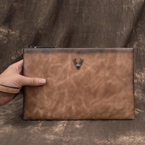 Soft Leather Envelope Clutch Handbag Business Men Clutch Bags Casual bag For Men Large Capacity Luxury Long Clutch Hand Bag