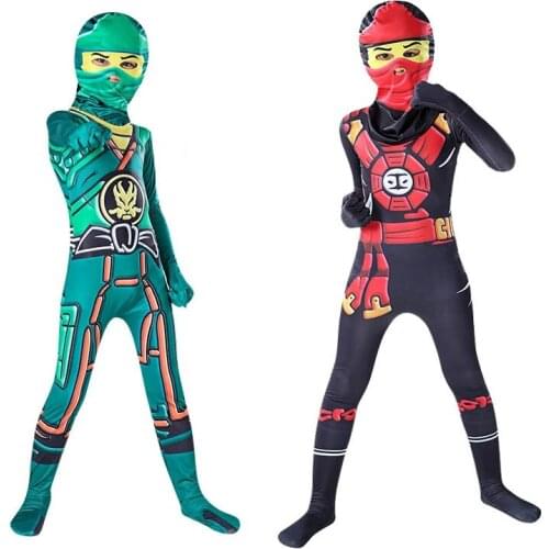 Anime Ninja Boy Costume Kids Fancy Party Dress Up Halloween Costume for Kids Ninja Cosplay Superhero Jumpsuit Set Hot