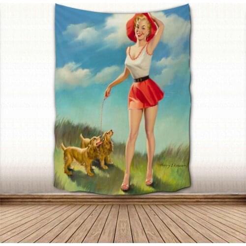 Beautiful Pin Up Girl Tapestry Wall Hanging Wall Fabric Tapestry Art Home Decoration Sleeping Pad Wall Carpets Dorm Decor