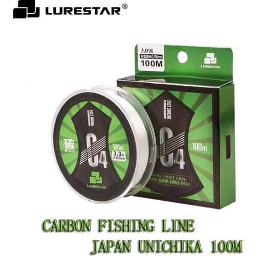 100m Fishing Line Pure Carbon Material Super Strong Carp Unichika Japan Original 0.074-0.425mm 1.7-40lb Sinking Lure Jig Wacky