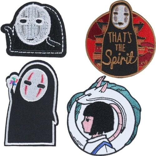 Cartoon No Face Man Pacth Anime Iron On Patches For Clothing Japanese Embroidery Patch DIY Faceless Man Applique Stickers Badge