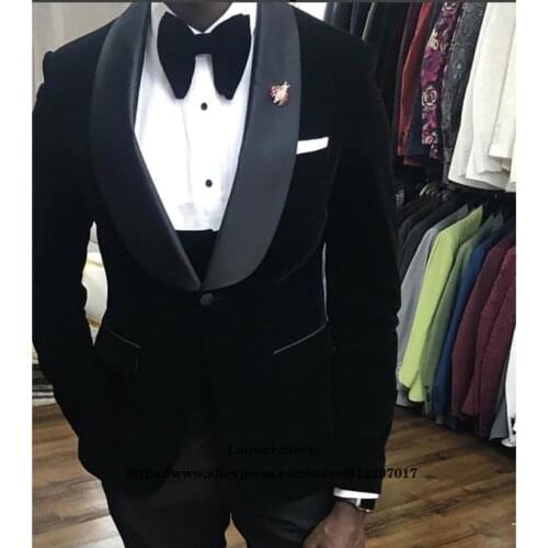 Mens Slim Suits Casual Velveteen 2 Piece Sets Formal Business Blazer Classic Wedding Groom Tuxedo Terno Masculino Jacket+Pants