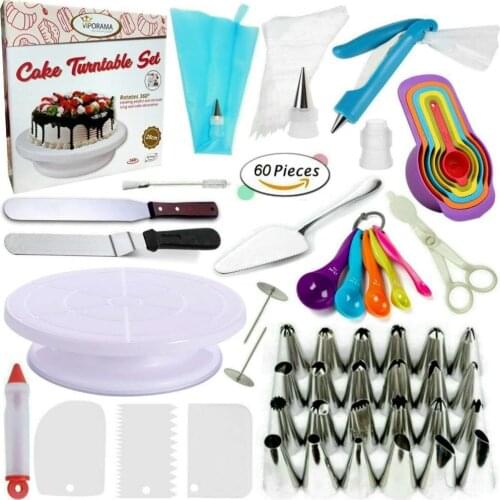 Cake Decorating Tips Set 60 Pcs/set Confectionery Nozzles Turntable Pastry Bag Cake Baking Tools For Cakes