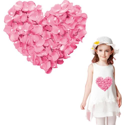 Rose flower heart iron on patches for clothing heat transfer iron on t-shirt dress diy patch parches ropa CQ