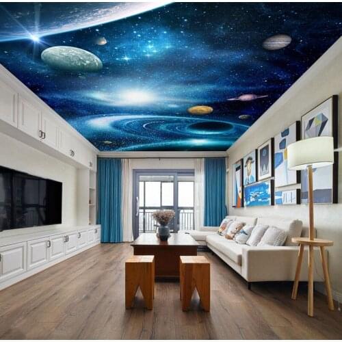 Universe Starry Sky Mural 3d Ceilings Mural 3d Wallpaper for Walls Living room 3d Murals wall 8d moon Wallpaper