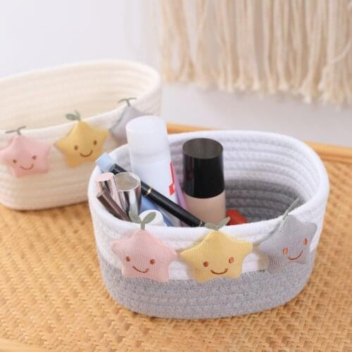 Star Girl Heart Desktop Cotton Rope Woven Sundries Box Key Remote Small Storage Basket