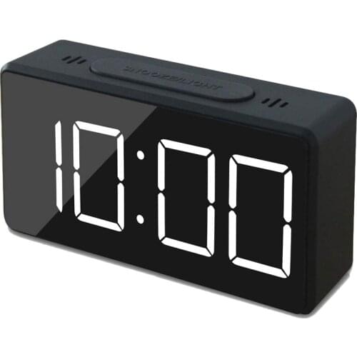 Small Mini Digital Alarm Clock for Travel with LED Time or Temperature Display, Snooze, Adjustable Brightness, Simple Operation