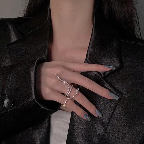 New Micro Pave Zircon Snake Shape Rings For Women Gold Silver Color Luxurious Exquisite Ring Set Fashion anillos mujer Jewelry