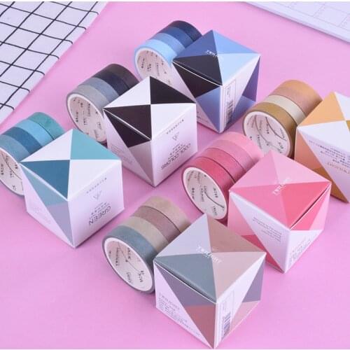 4Pcs/Box 0.9cm*3m New Simple Solid color washi tape diy decoration for scrapbooking masking tape adhesive tape