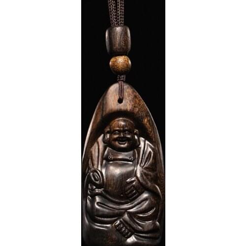 Top Dara Dry Chinese Eaglewood Wood Sculpture Guanyin Pendant Maitreya Buddha Statue Womens Hand Pieces Men Agarwood Pendants
