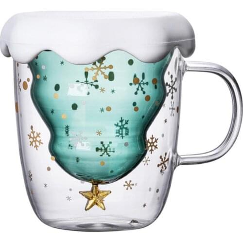 300ml Snowflake Clear Glass Coffee Cup Whiskey Beer Double Layer Mug Drinkware Glass Mugs Double Wall Glass Mug Drinkware