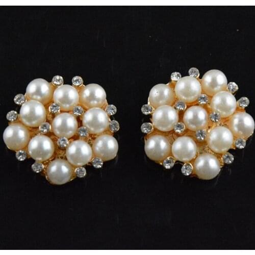 40pcs/lot Handmade Gold Alloy Button Rhinestone accessories for Craft and Hair Accessory Flatback Free Shipping PJ09