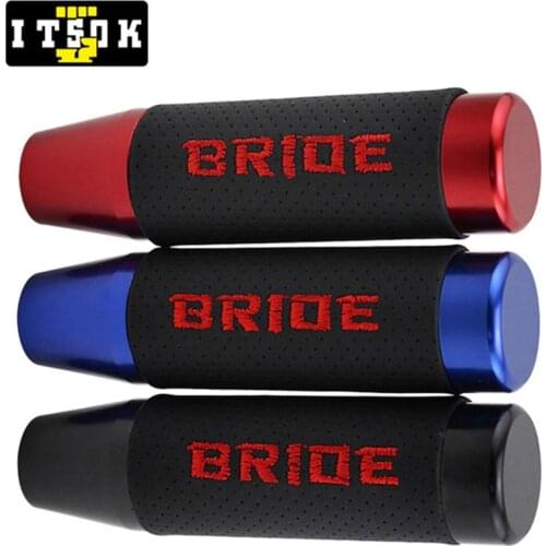 BRIDE Shift Gear Knobs JDM Black Red Blue 13cm Universal Shifter Lever Aluminum Leather Sports Racing PC Game Cool Car Tuning