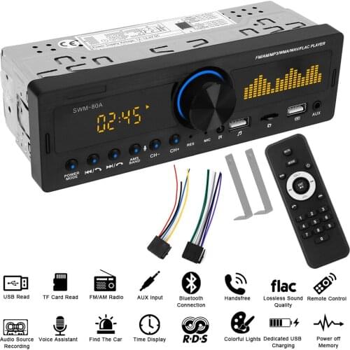 With Mic Alcohol Testing Function USB/SD/AUX Input Multimedia Bluetooth 12V Locator Auto Parts Car Stereo MP3 Player Car Radio