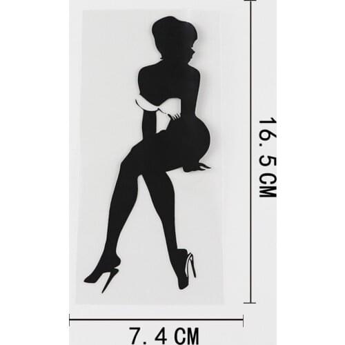 7.4CMX16.5CM Sexy Girl Hot Heart Retro Naked Vinyl Car Sticker Black/Silver 8A-0482