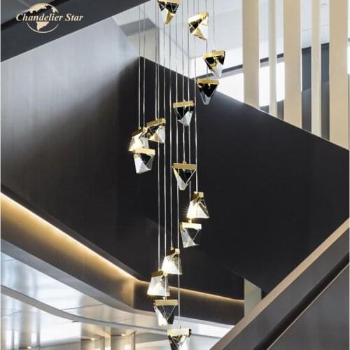 Modern LED Chandeliers Luxury Gold Crystal Metal Pendant Hanging Lamps Lustre Bedroom Living Room Staircase Lights Home Decor