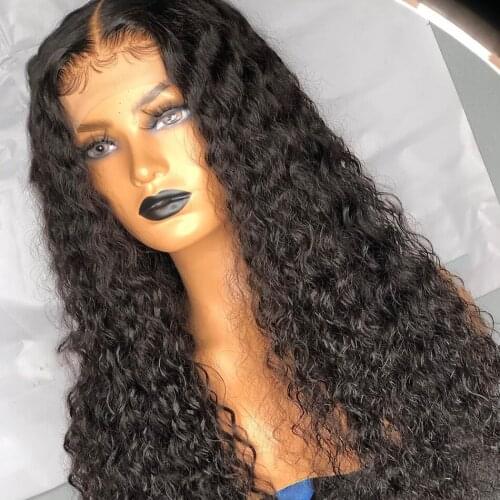 Curly Lace Frontal Wig 13x6 Lace Front Wig Human Hair PrePlucked 250% Water Wave Medium Brown Lace Closure Wig Human Hair Wigs