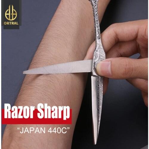 JAPAN 440C Damascus hair scissors professional high quality 6.0&7.0 inch hairdressing cutting thinning set barber Salon shears