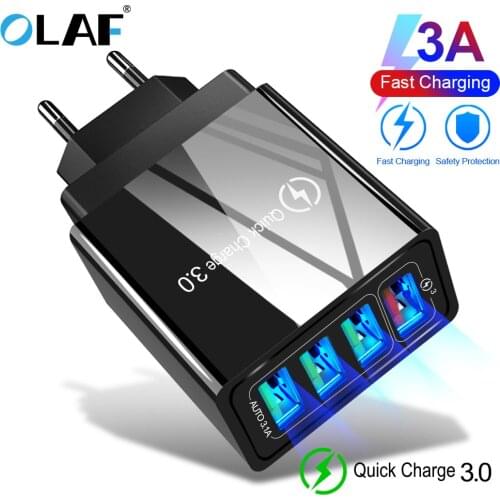 48W Quick Charge 4.0 3.0 4 Port USB Charger USB Fast Charger QC4.0 QC3.0 For Samsung S10 A50 Xiaomi Mi9 iPhone X 7 Wall Adapter