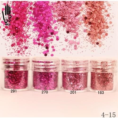 1 Jar/Box 10ml 3D Nail 4 Red Rose Color Mix Nail Glitter Powder Sequins Powder For Nail Art Decoration Optional 300 Colors 4-15