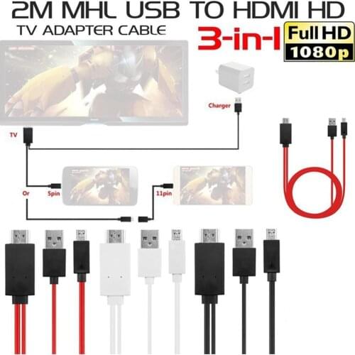 1M 1080P HD TV Digital AV Adapter HDMI Cable USB 2.0 For Android Female Video Smartphone Samsung HD Code Converter TV Male N4W2