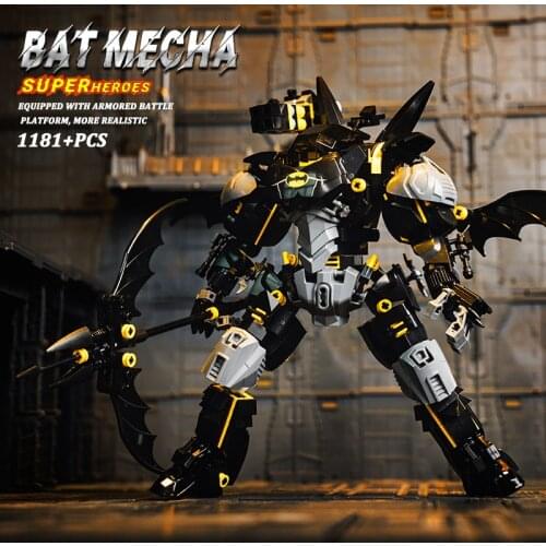 1181pcs Super hero Bat Mech Armor Sets Big Movie Robot Model Figures Building Blocks Bricks Toys For Children Boy Birthday Gifts