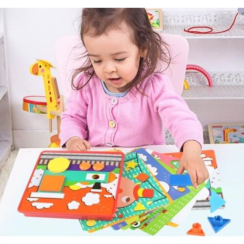 3D Puzzles Composite Partten Creative Mosaic Mushroom Button Nail Kit Kids Educational Toys For Children Art Geometric Puzzles