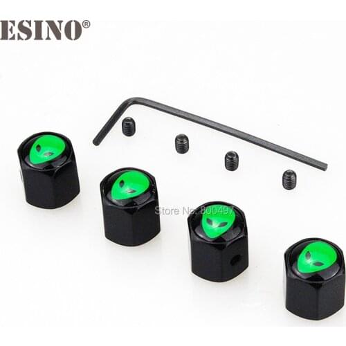 4 x Car Styling Alien Anti-theft Stainless Universal Steel Wheel Tire Valve Stems Caps Car Wheel Tire Stem Air Valve Caps