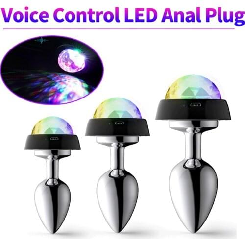 Luminous Crystal Anal Plug LED Base Sex Prostate Massage Smooth ButtPlug Masturbator Anal Expander Sex Toys For Couples Anus Toy