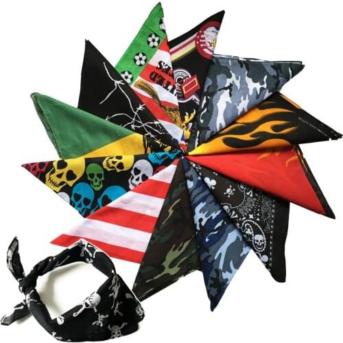 100% Cotton Hip Hop Skull Black Paisley Bandana Bandanna Headwear/Hair Band Scarf Neck Wrist Wrap Band Headtie For Women/Mens