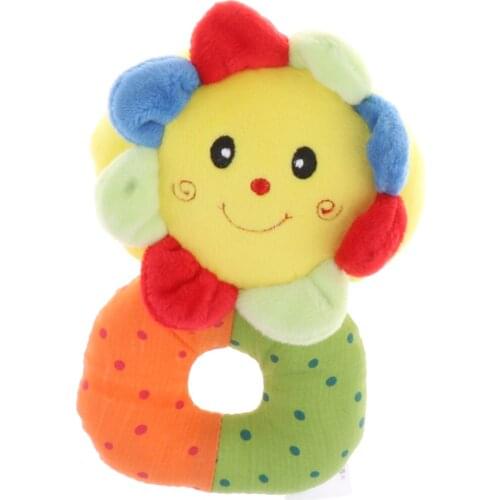 Infant Baby Plush Stuffed Rattle Ring Clutching Sensory Toys Crib Musical Shaker Handbell Jingle Bells Developmental