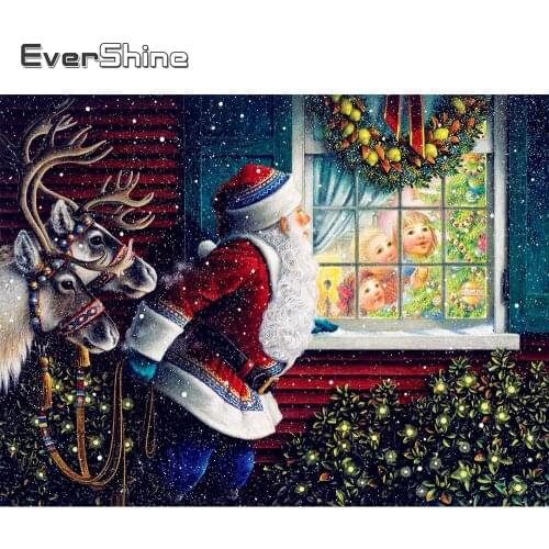 EverShine Diamond Painting Full Square Christmas Santa Diamond Embroidery Deer Picture 5D Rhinestones Mosaic Wall Decor
