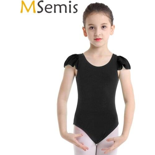 Girls Gymnastics Leotard ballet dress Ruffled Sleeves Cotton ballerina dress kids Ballet Dance gymnastic dress girls leotard