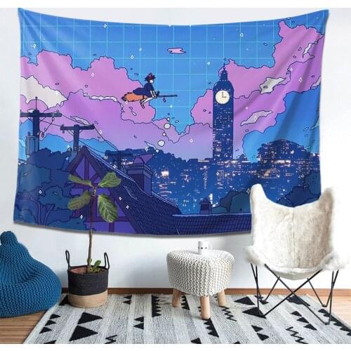 Goochelaar Vliegende Weg Tapestry Opknoping Tapiz Muur Doek Polyester Strand Mat Aesthetic Room Decor Decoration Mural Gobelin
