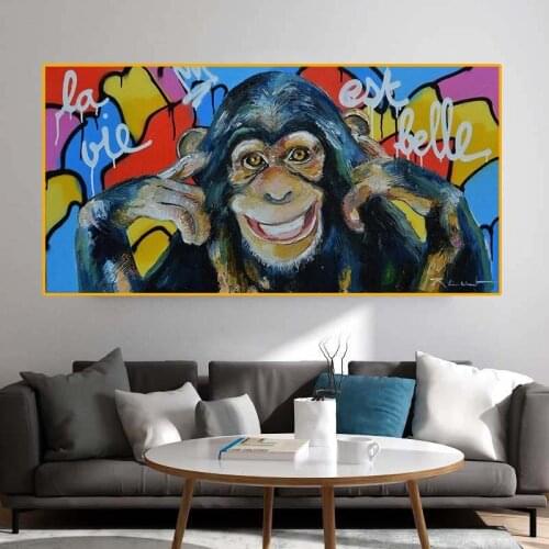 Graffiti Funny Monkey Wall Art Canvas Prints Abstract Animals Pop Art Canvas Paintings Wall Decora Pictures For Kids Room