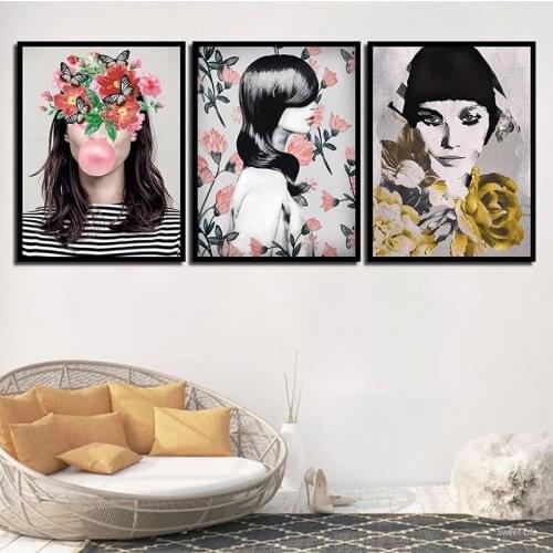 Art Print Nordic Posters Pictures Flowers Woman Modern Quotes Canvas HD Paintings Wall For Office Living Room Modern Decoration