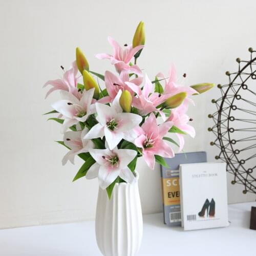 Simulation Lily 38cm White Pink Purple Artificial Flower for Home Livingroom Decor
