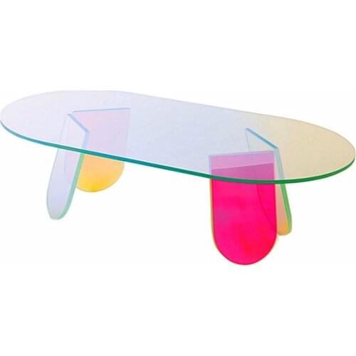 Nordic Coffee Table Colorful Acrylic Coffee Table Personality Minimalist Modern Table Round Side Home Transparent Plastic Tables
