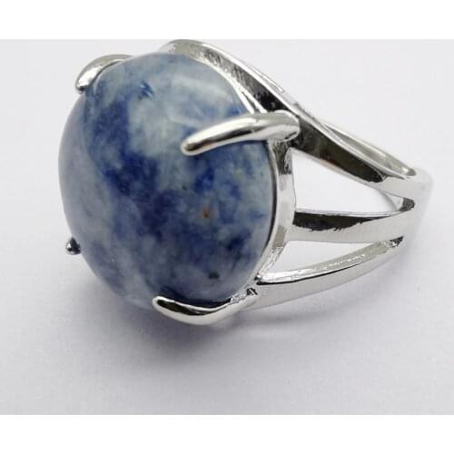 Brazilian Sodalite Round Bead GEM Finger Ring Jewelry Size 8-9 X230