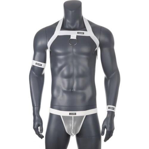 Men Chest Harness Set Mesh Thong Sexy Underwear Panties Bondage Club Stage Jockstrap Erotic Lingerie arnes hombre Suits Costume