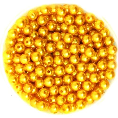 Round Approx 1000pcs/lot Gold Color 6mm Dia. Imitation Pearl Plastic Beads Wholesale for Jewelry Making CN-BSG01-02GD
