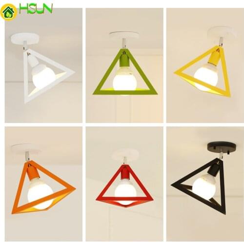 Lamp E27 Iron Shade 5W Iron Ceiling Pendant Light Covers and Shades Triangle Metal Ceiling Lampshades(Not includ bulb)