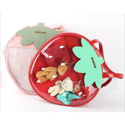 Lolita JK Japanese girl strawberry ita bag transparent handbag shoulder bag itabag cos Womens backpack B650