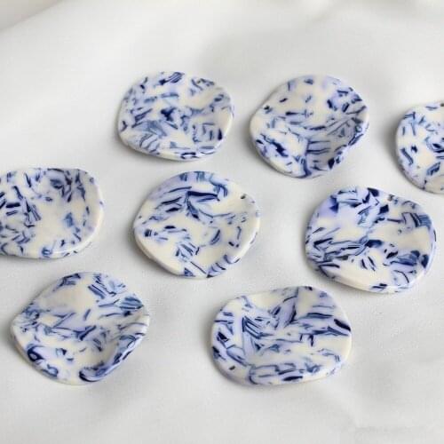 Min order 20pcs/lot 35mm color printing geometry wave rounds shape acrylic beads diy jewelry earring pendants accessory