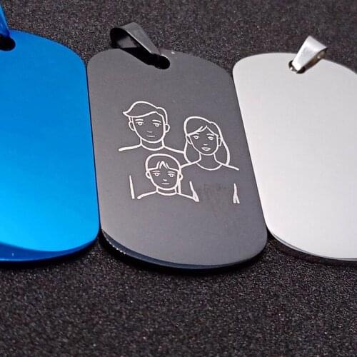 Stainless steel Tag couple love heart Father mother Family pendant necklace engraving lovers Mom dad children necklace jewelry