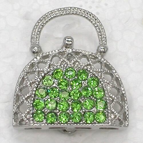 Peridot Rhinestone Handbag Pin brooches C130 K