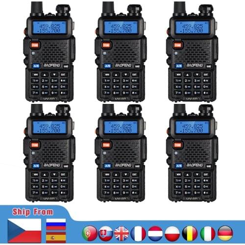 6PCS BaoFeng UV-5R Walkie Talkie UV 5R Dual Band Portable Ham CB Radio UV5R Hunting FM Transceiver 10km Long Range Amatuer Radio
