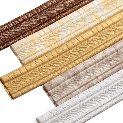 Anti-Collision 3D Self-Adhesive Foam Wall Sticker Waist Line Waterproof Skirting Line Baseboard Wallpaper PVC Wall Edge Banding