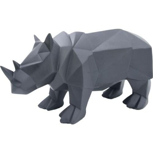 RHINOCEROS RESIN STATUES FOR DECORATION ABSTRACT GEOMETRIC RESIN SCULPTURE ANIMAL FIGURINE HOME DECORATION ACCESSORIES MODERN